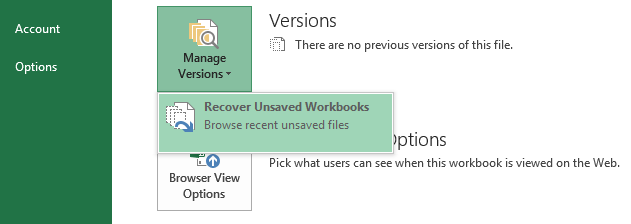 Recover Unsaved Workbooks