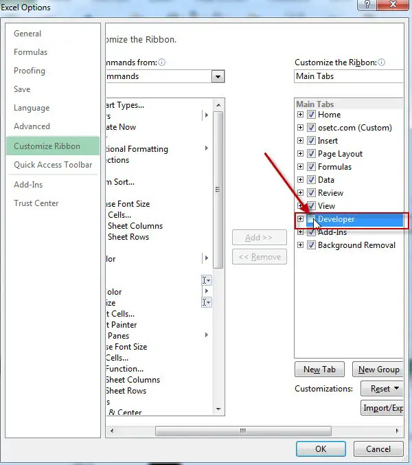 add developer tab to ribbon 2