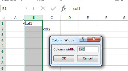 column sizing width window