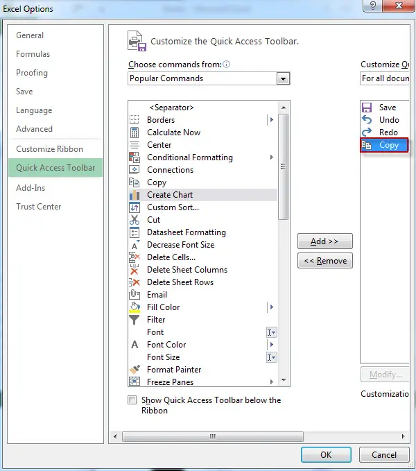 excel add command to quick access toolbar3