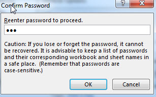 excel confirm password