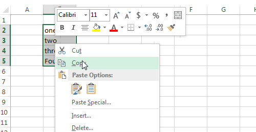 excel copy range rightclick