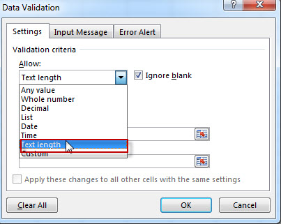 excel data validation 2