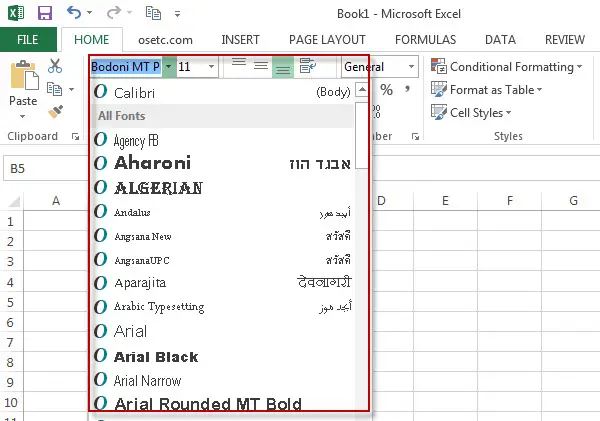 excel font format 2