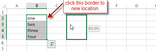 excel move range drap border