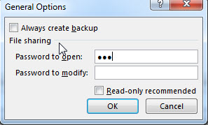 excel open password