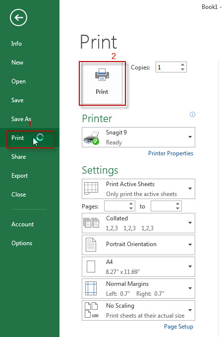 excel print page