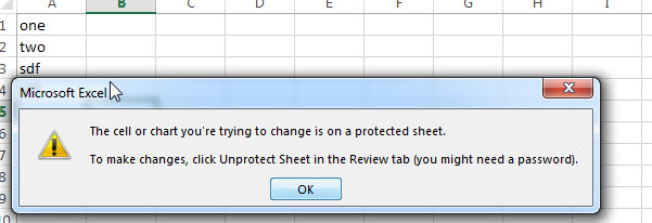 excel protect worksheet result