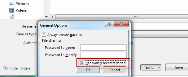 excel read only recommended