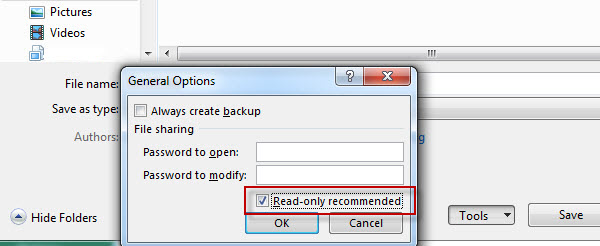 excel read only recommended