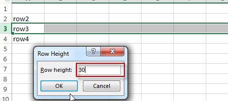 excel row height change window value