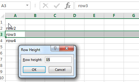 excel row height change window