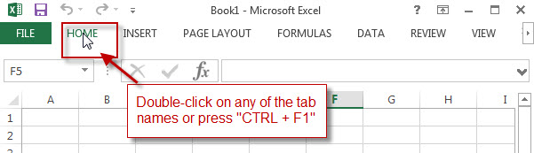 maximize excel ribbon