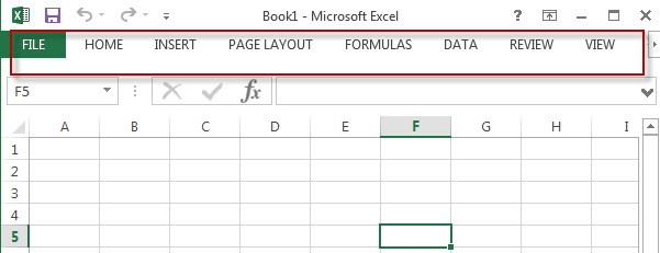 minimized excel ribbon