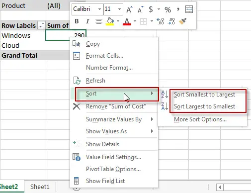 Sort pivot table results1