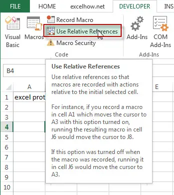 Use Relative Mode to Record Macro1