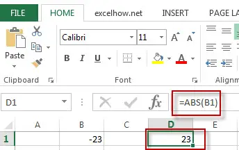 excel abs function example1