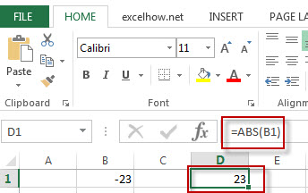 excel abs function example1