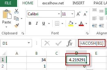 excel acos function example1