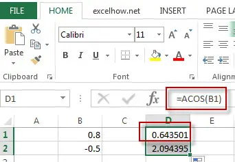 excel acos function example1