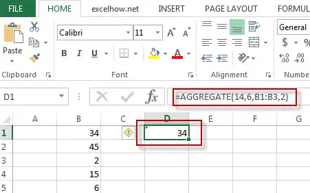 excel aggregate function example2