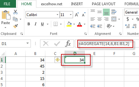 excel aggregate function example2