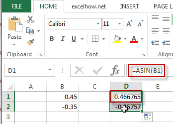 excel asin function example1