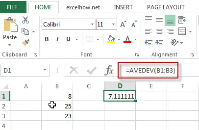 Excel AVEDEV Function