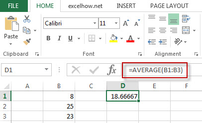 excel average function example1