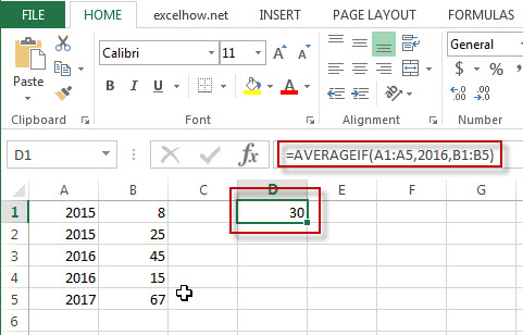 excel averageIF function example1