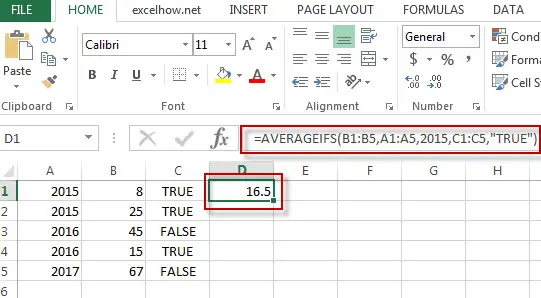 excel averageIFs function example1