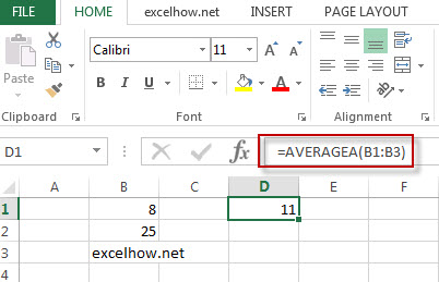 excel averagea function example1