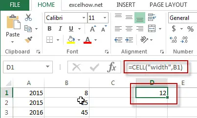 excel cell function example3