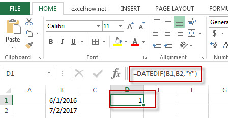 excel datedif function example1