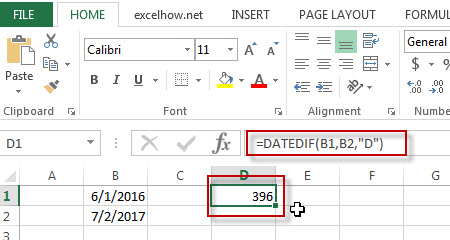 excel datedif function example2