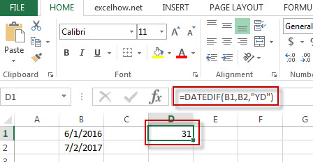 excel datedif function example3