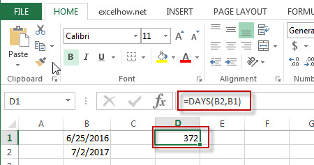 excel days function example1