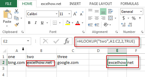 excel hlookup function example1