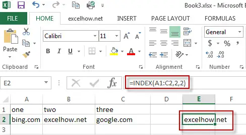 excel index function example1
