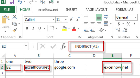 excel indirect function example1