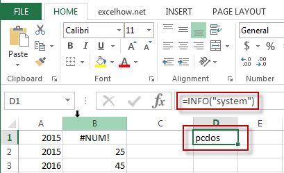 excel info function example2