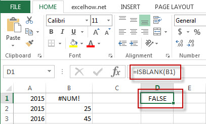 excel isblank function example1