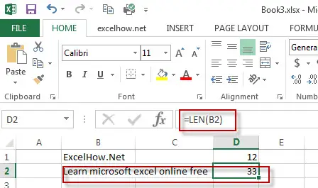excel len function example1
