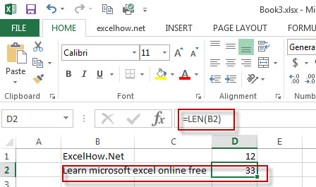 excel len function example1