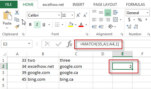 excel match function example1