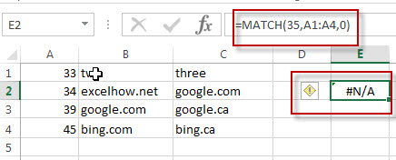 excel match function example2