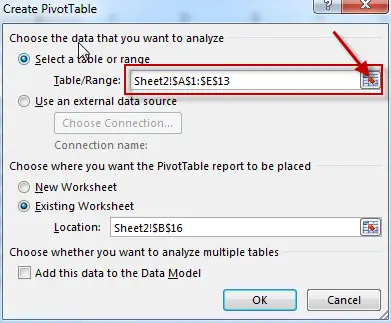 excel pivot table data set1