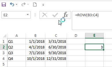 excel row function example3