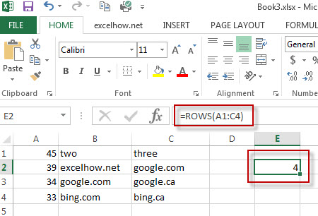 excel rows function example1