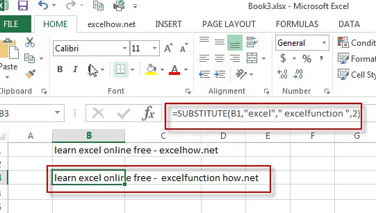 excel substitute function example2